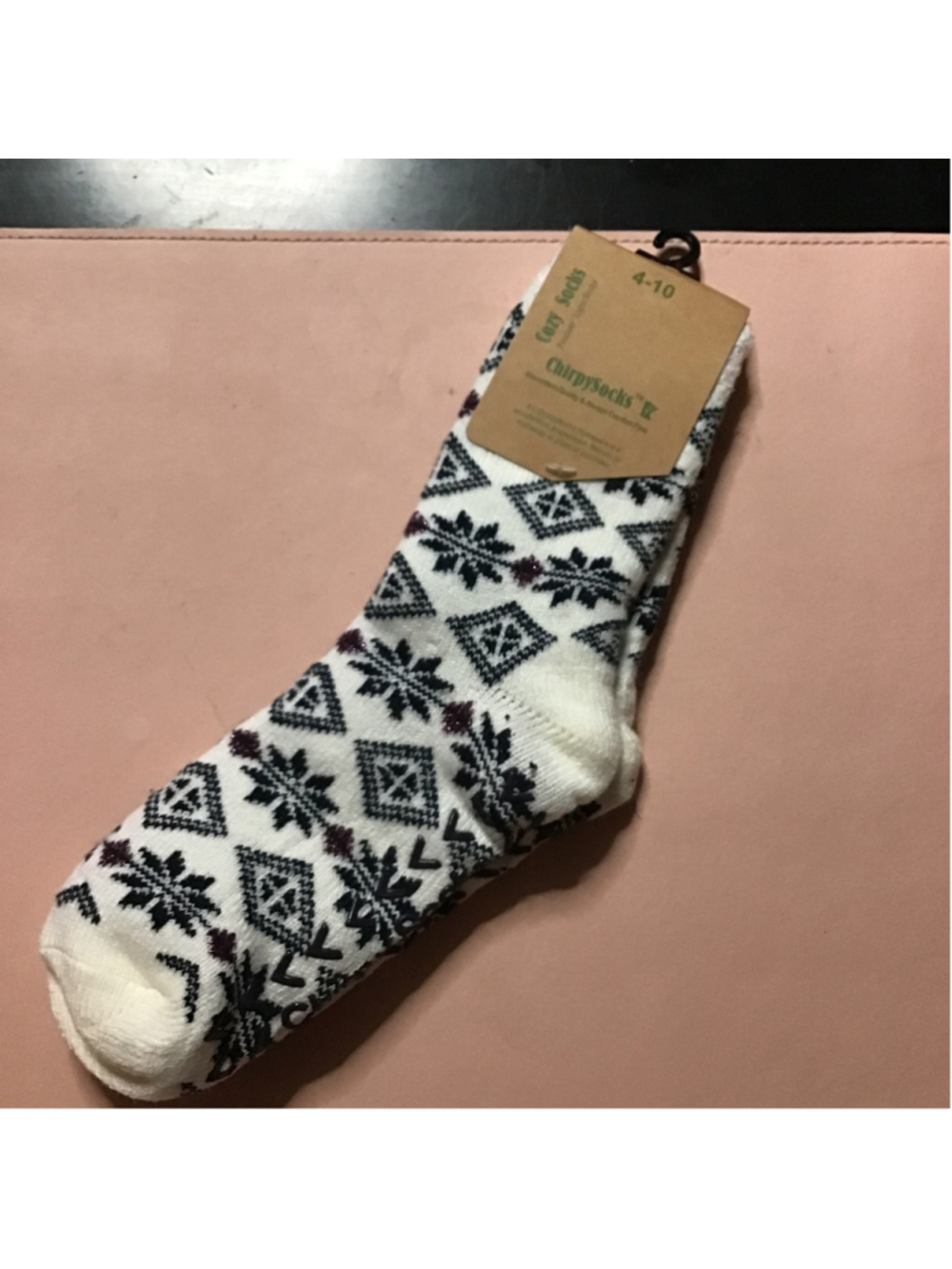 ChirpySocks White Black Patterned Cozy Socks NEW